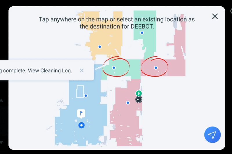 Eine Stelle auf der Wohnungskarte wird definiert, von welcher der Deebot T9 ein Video aufnehmen soll.